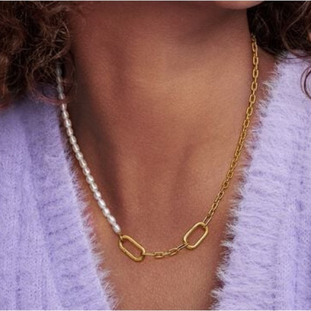 Pandora half pearl half chain Necklace